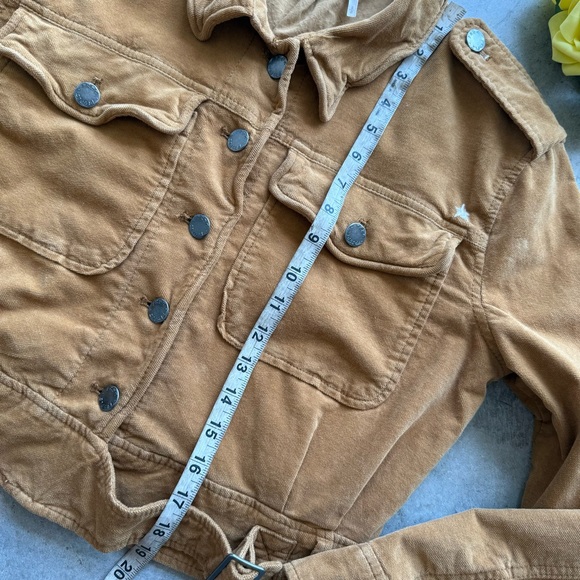 Free People Everlyn Jacket Small suede Brown Button Up Pockets Lined Motorcycle - Picture 10 of 13